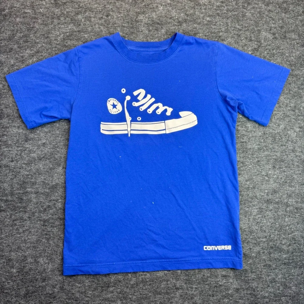 Converse‎ Graphic T-Shirt Kids Large L Blue Chuck Taylor Sneaker (Read)